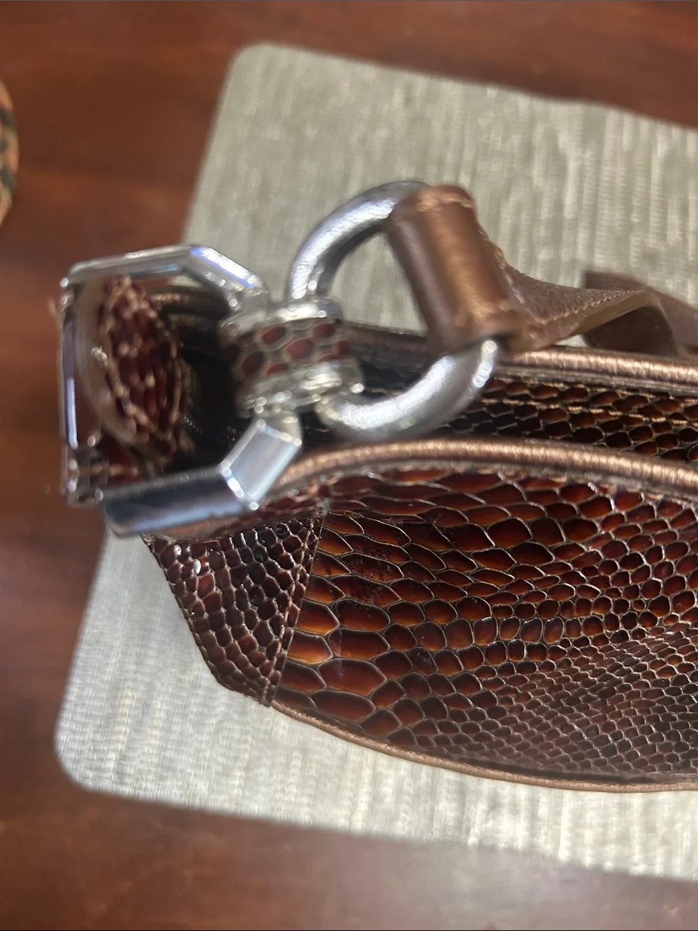 Brighton Brown Faux-Snakeskin Messenger Bag